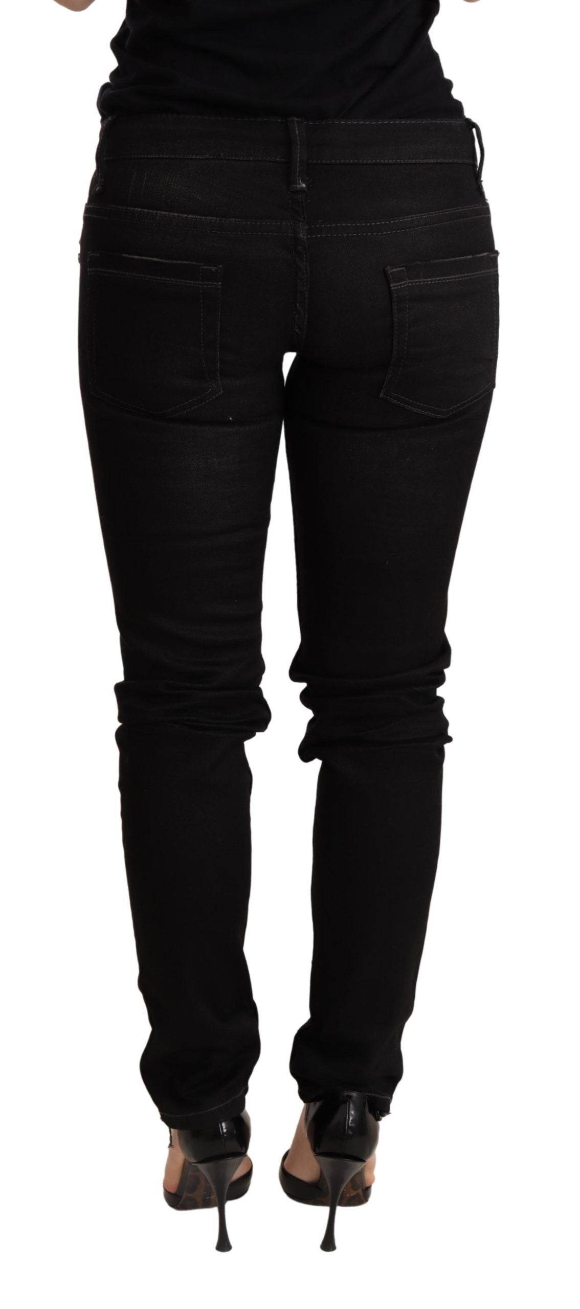 Acht Black Low Waist Skinny Denim Trouser | Regal Royce