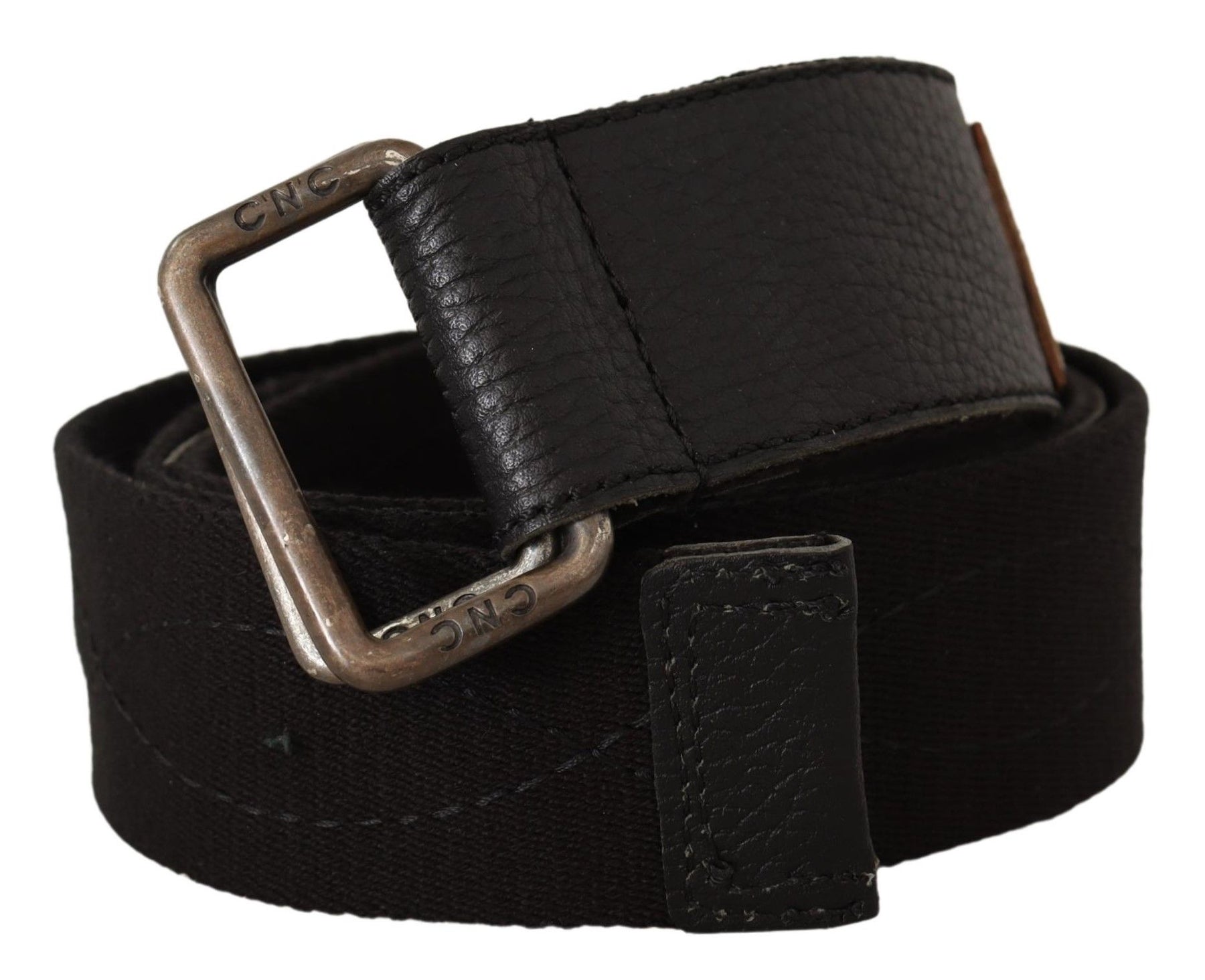 Costume National Black Cotton Ducati Metal Buckle Belt | Regal Royce