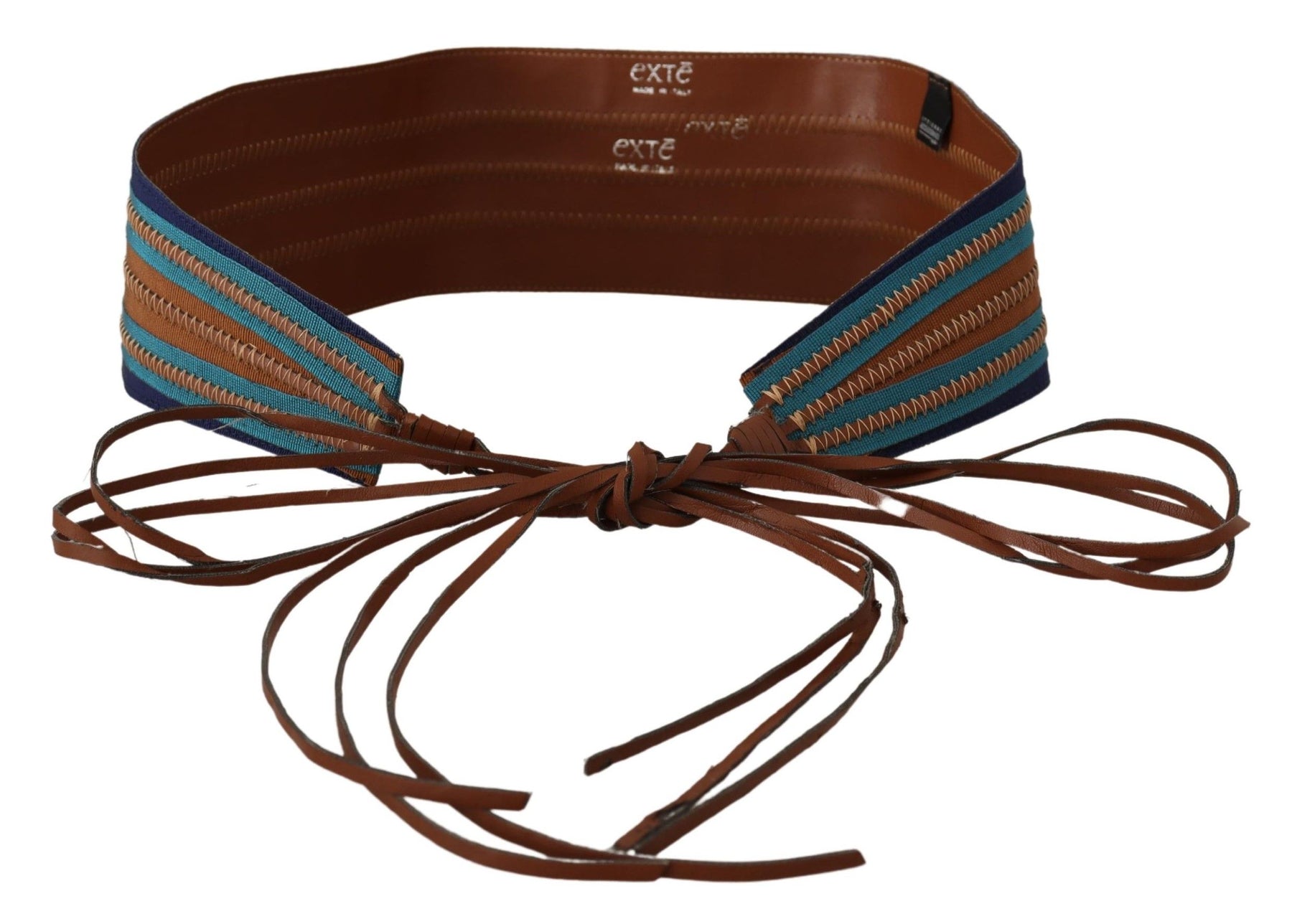 Exte Brown Leather Wide Waistband Tie Fastening Belt | Regal Royce