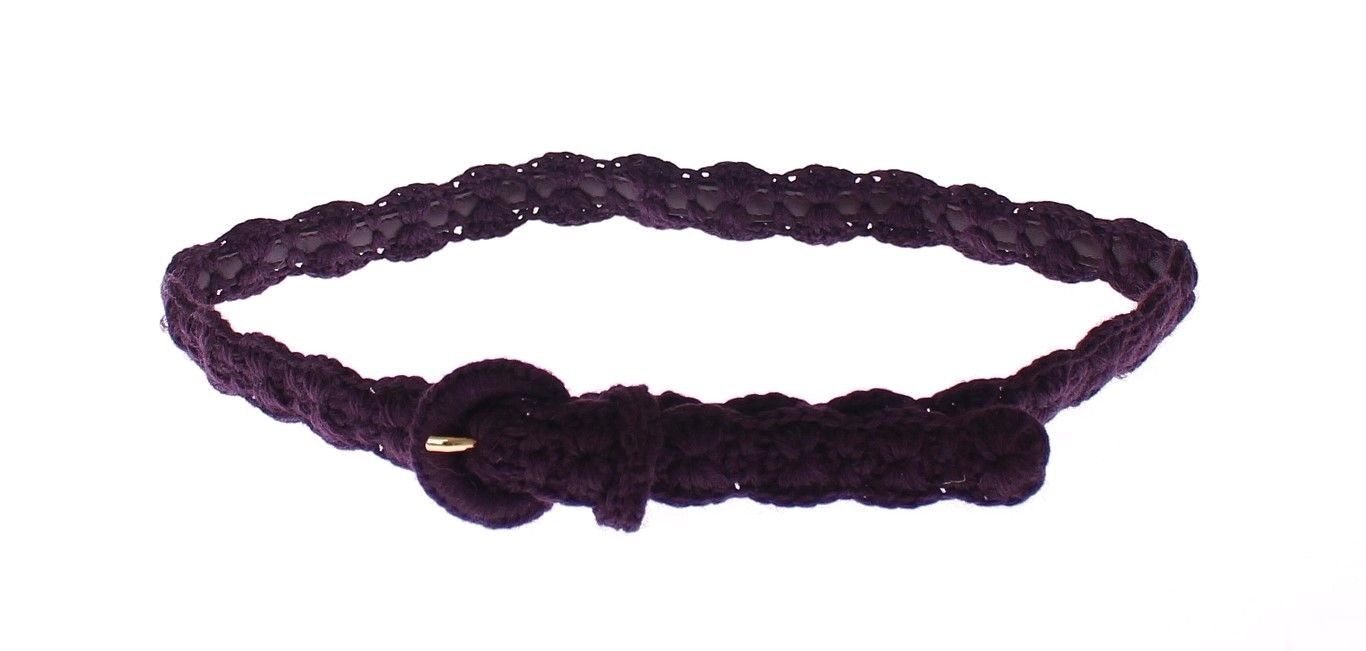 Dolce & Gabbana Purple Cotton Gold Logo Waist Belt | Regal Royce