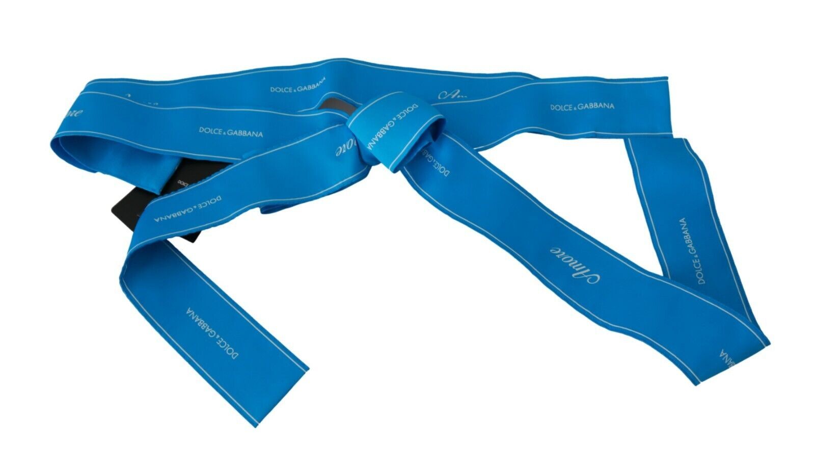 Dolce & Gabbana Blue Waist Ribbon Wide Bow Belt | Regal Royce