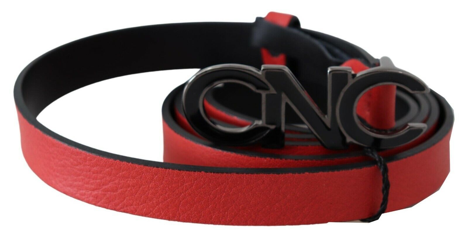 Costume National Red Reversible Leather Logo Belt | Regal Royce
