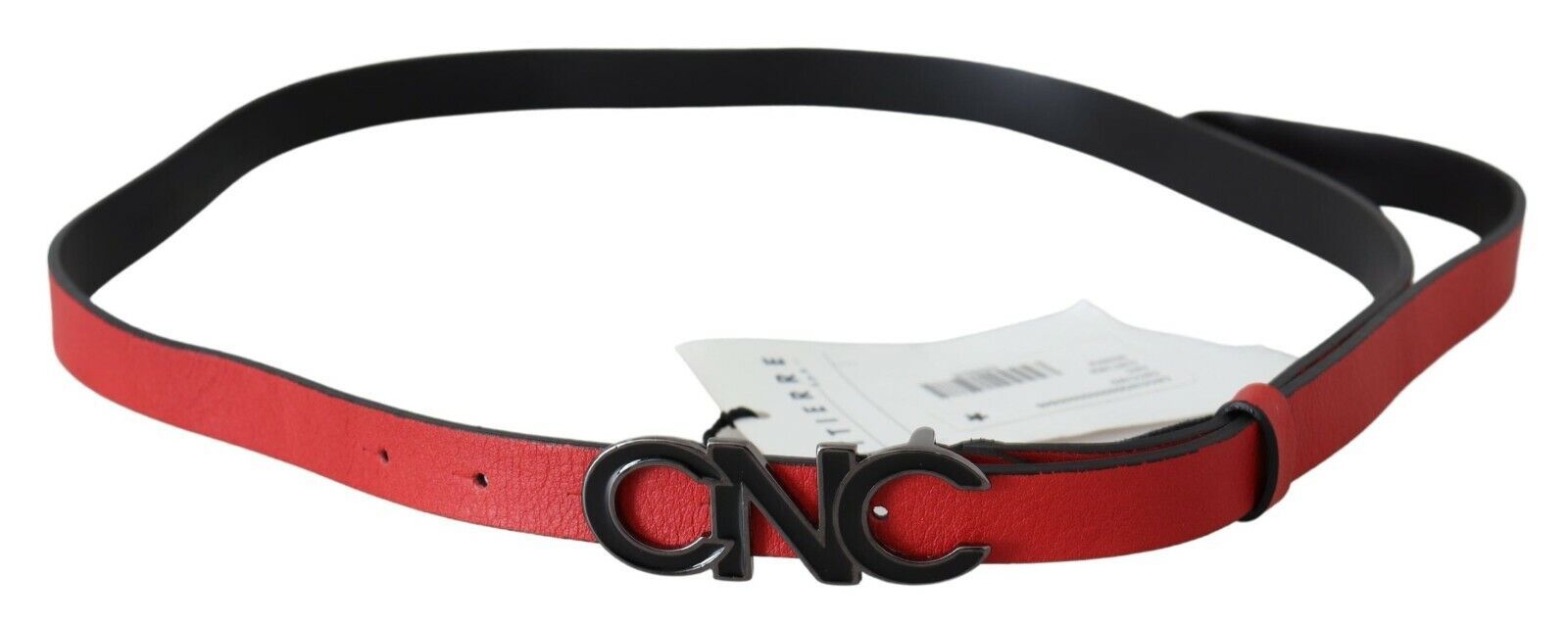 Costume National Red Reversible Leather Logo Belt | Regal Royce