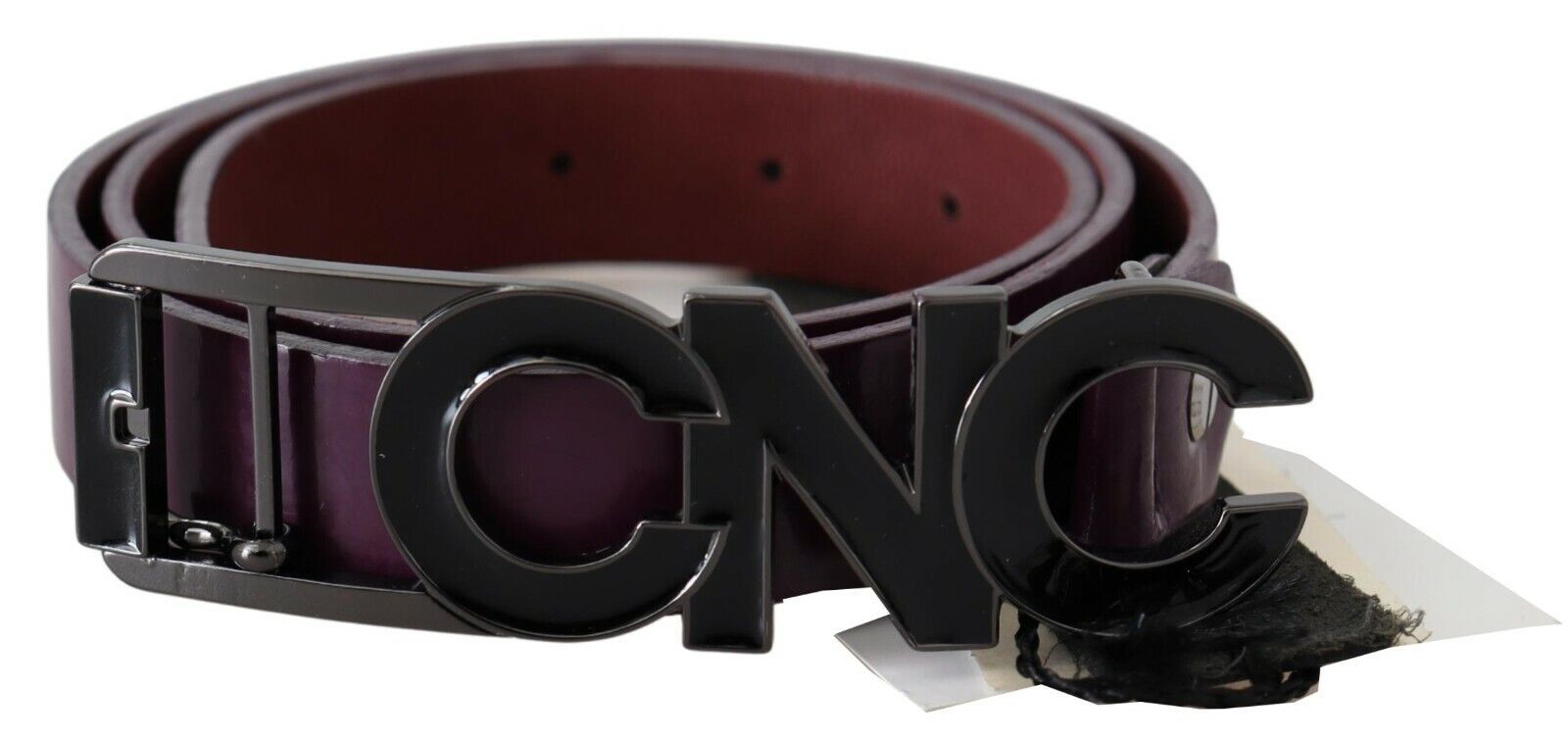 Costume National Brown Leather Large Logo Letter Buckle Belt | Regal Royce