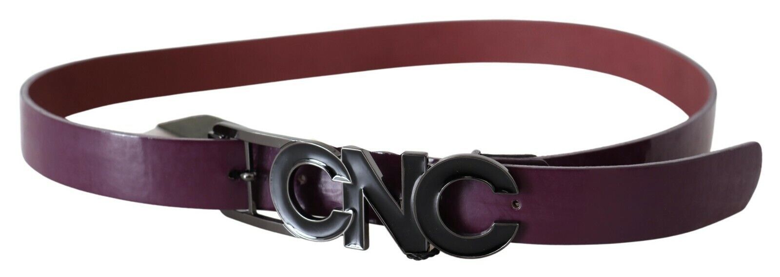 Costume National Brown Leather Large Logo Letter Buckle Belt | Regal Royce