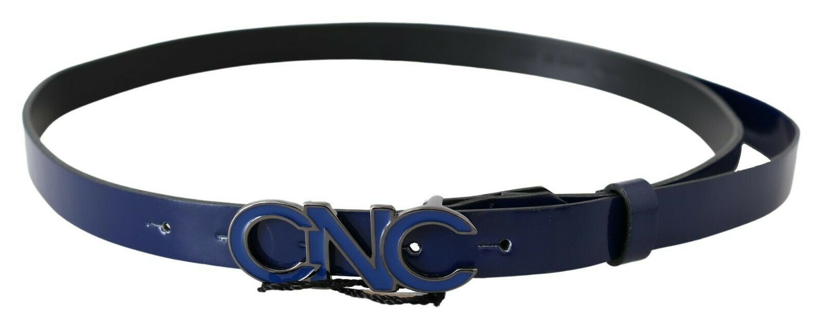 Costume National Blue Leather Logo Skinny Fashion  Belt | Regal Royce