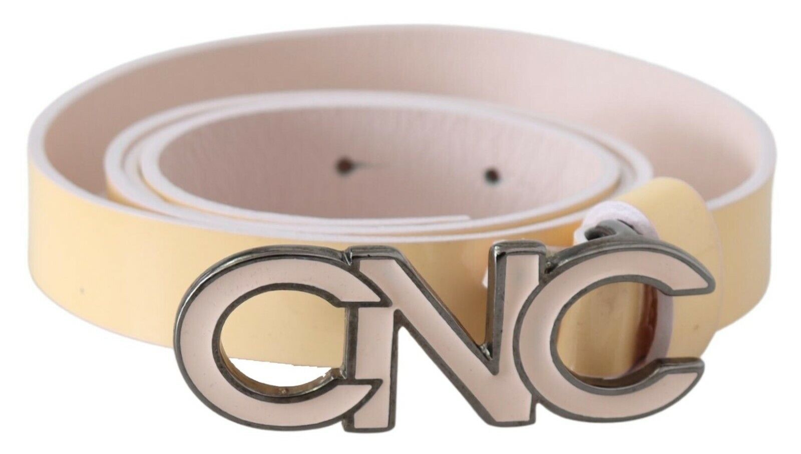 Costume National Beige Leather Pink Letter Logo Belt | Regal Royce