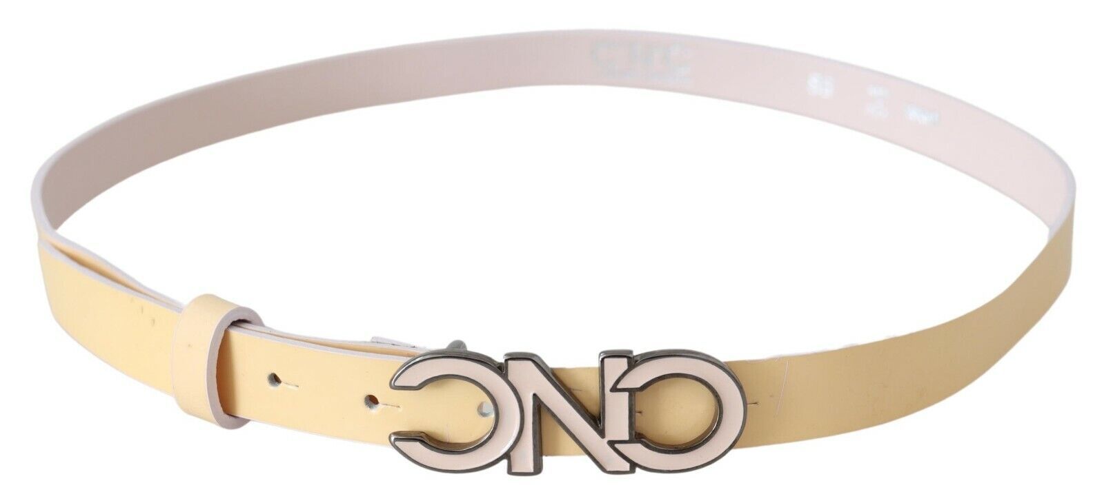 Costume National Beige Leather Pink Letter Logo Belt | Regal Royce