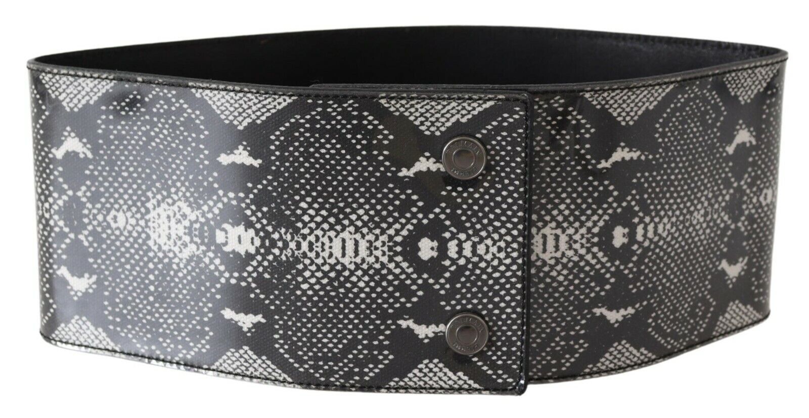 Ermanno Scervino Black Wide Leather Snakeskin Design Waist Belt | Regal Royce