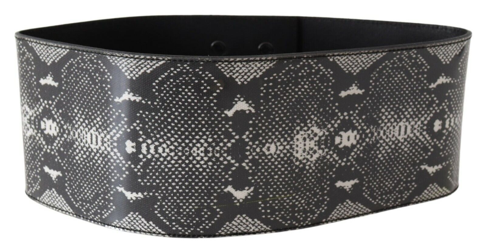Ermanno Scervino Black Wide Leather Snakeskin Design Waist Belt | Regal Royce
