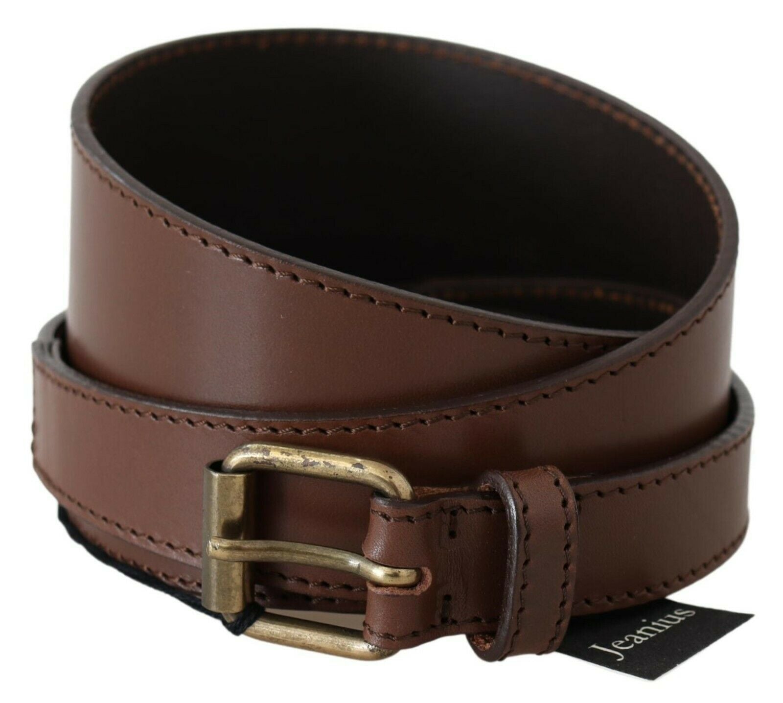 PLEIN SUD Brown Genuine Leather Rustic Metal Buckle Belt | Regal Royce