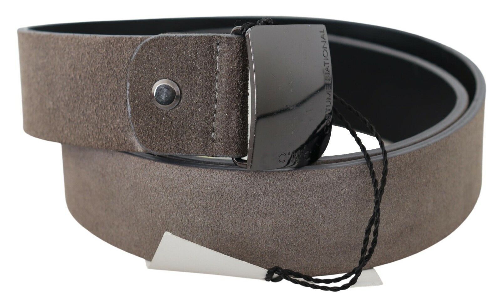 Costume National Brown Leather Square Logo Buckle Belt | Regal Royce