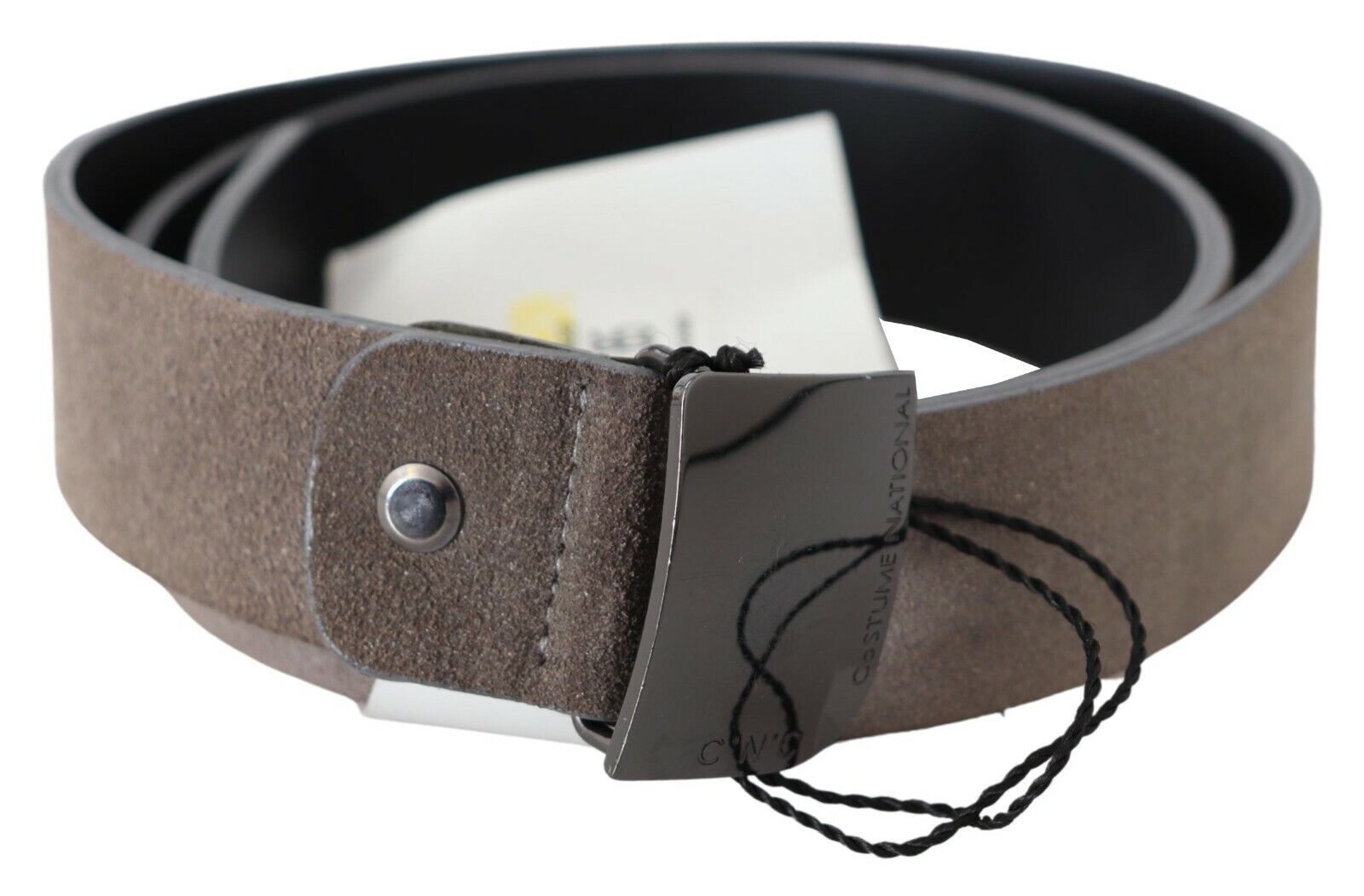 Costume National Brown Leather Square Logo Buckle Belt | Regal Royce