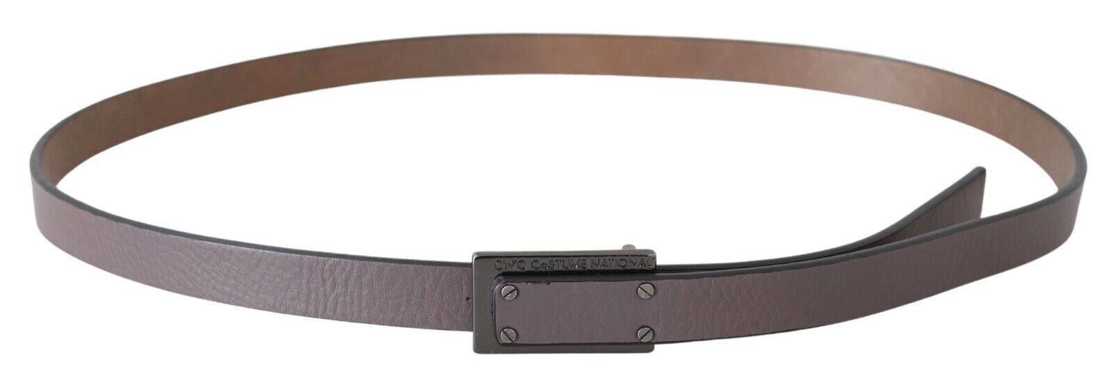 Costume National Brown Leather Tactical Logo Screw Buckle Belt | Regal Royce