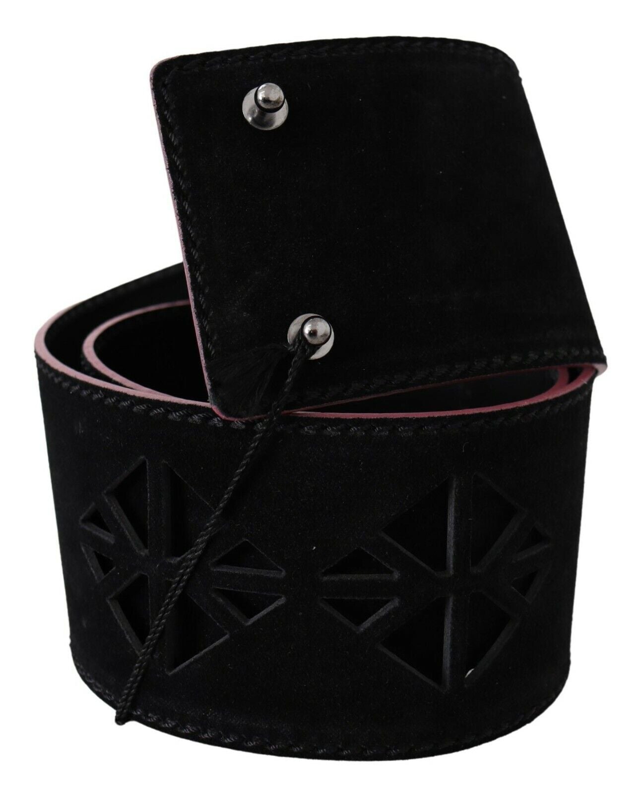 Costume National Black Leather Wide Waist Studded Women Belt | Regal Royce