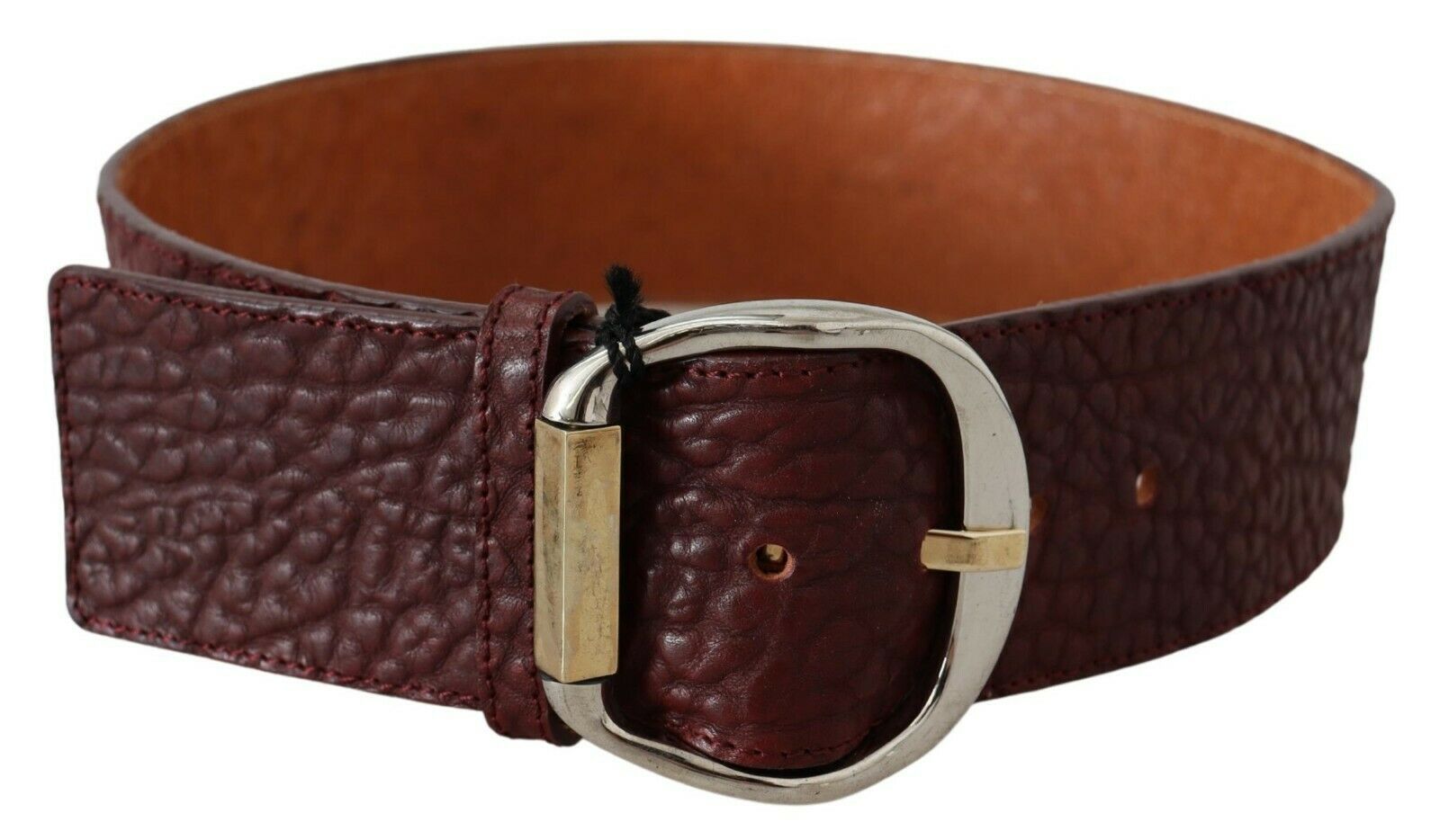 GF Ferre Bordeaux Wide Leather Waist Gold Silver Belt | Regal Royce
