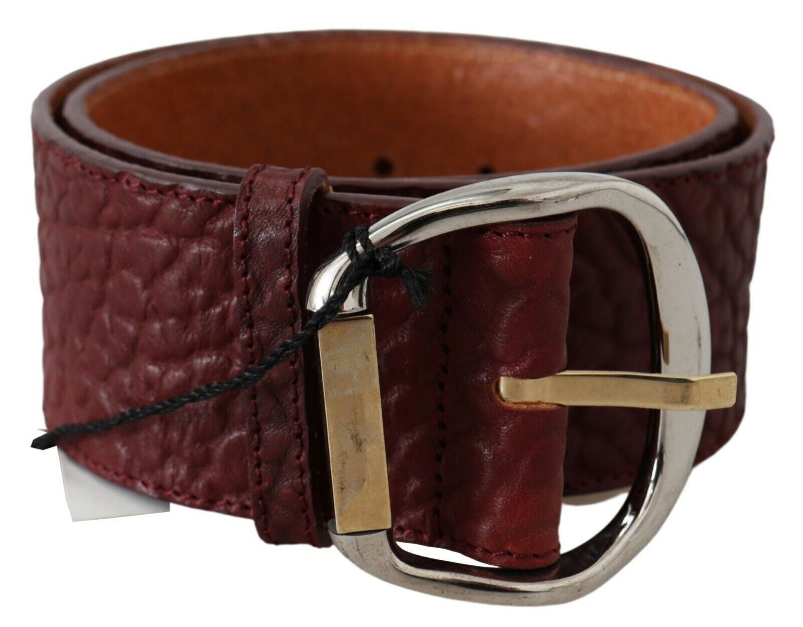 GF Ferre Bordeaux Wide Leather Waist Gold Silver Belt | Regal Royce