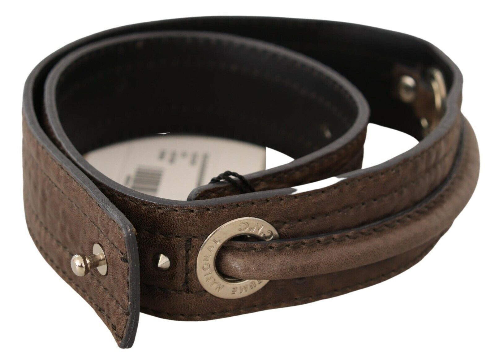 Costume National Brown Leather Silver Fastening Belt | Regal Royce