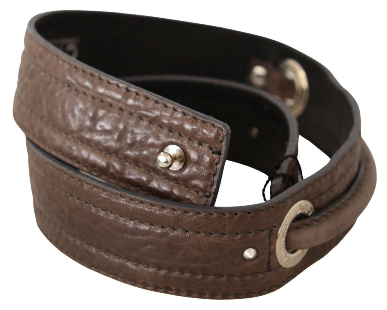Costume National Brown Leather Silver Fastening Belt | Regal Royce