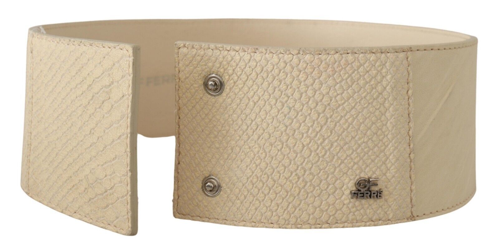 GF Ferre White Waxed Cotton Wide Fashion Belt | Regal Royce