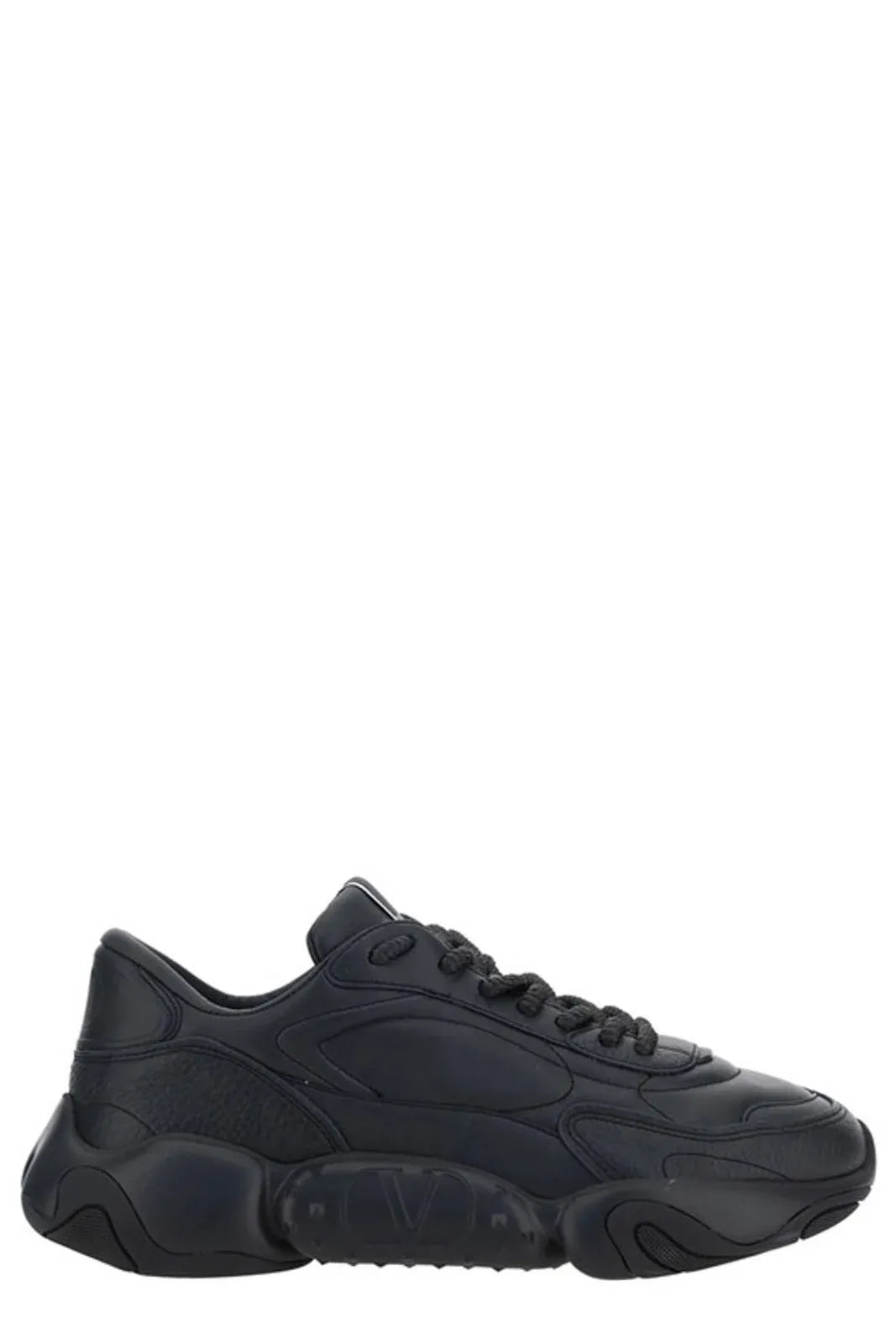 Valentino Black Calf Leather Garavani Sneakers | Regal Royce