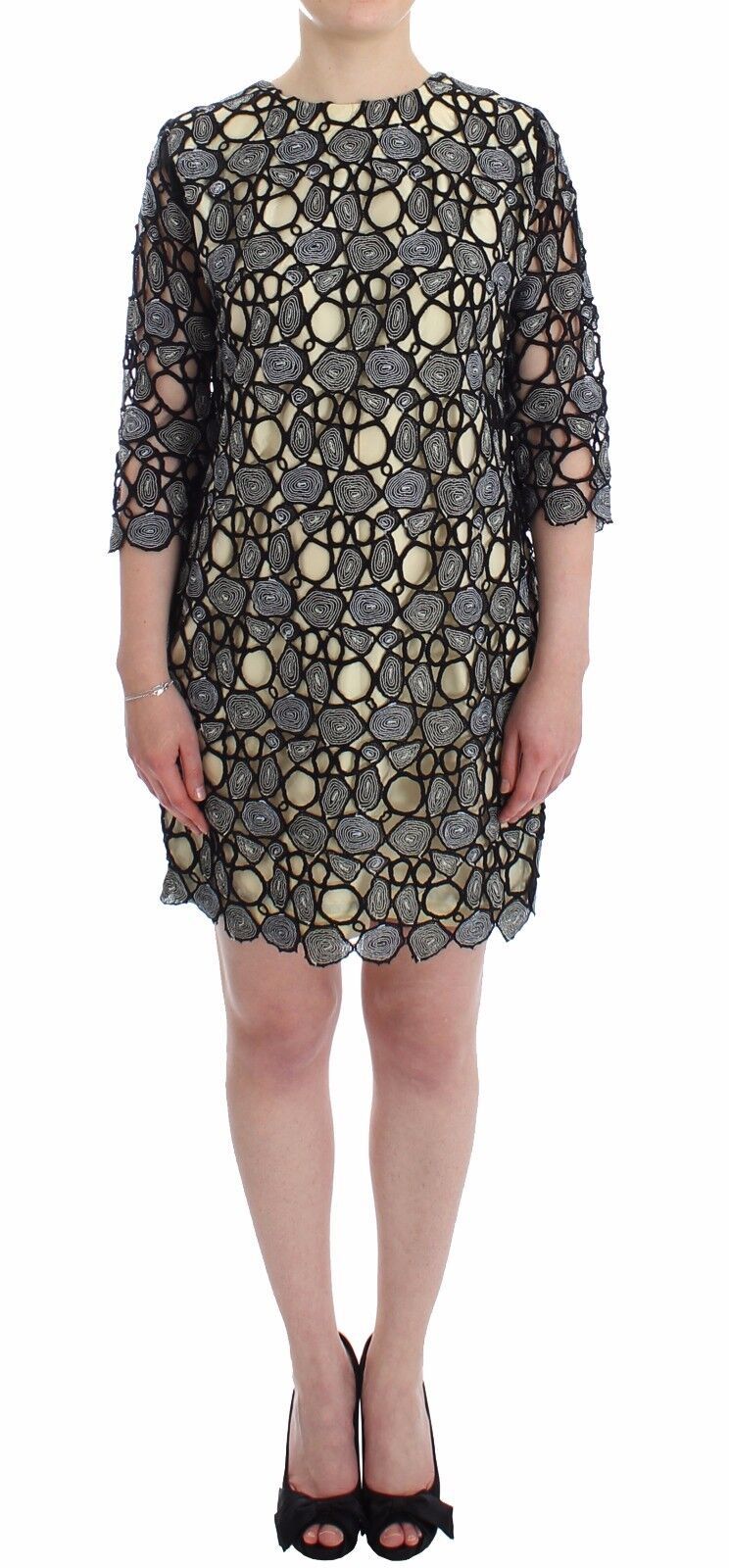 Lanre Da Silva Ajayi Black Cream Sheath Dress Shift Mini Dress | Regal Royce