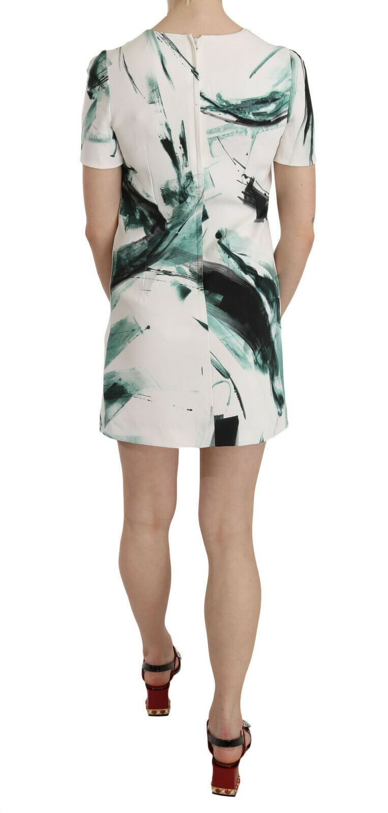 Dolce & Gabbana White Black Blue Shift Short Mini Dress | Regal Royce