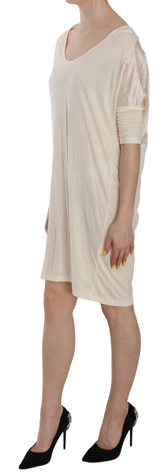 Costume National Cream Round Neck Knee Length Dress | Regal Royce