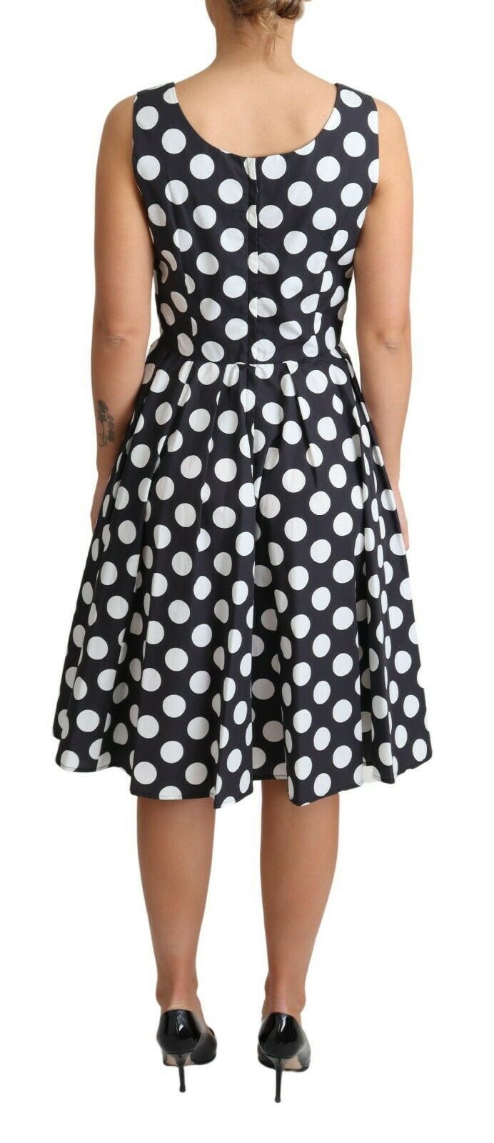 Dolce & Gabbana Black Polka Dotted Cotton A-Line Dress | Regal Royce