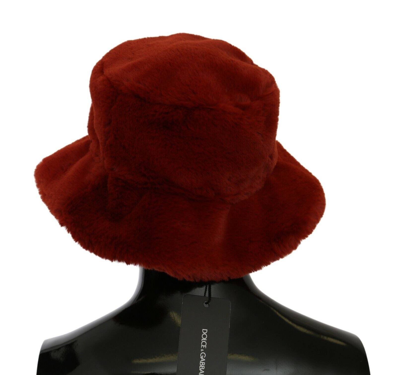 Dolce & Gabbana Red Bordeaux Fur Wide Brim Bucket  Hat | Regal Royce