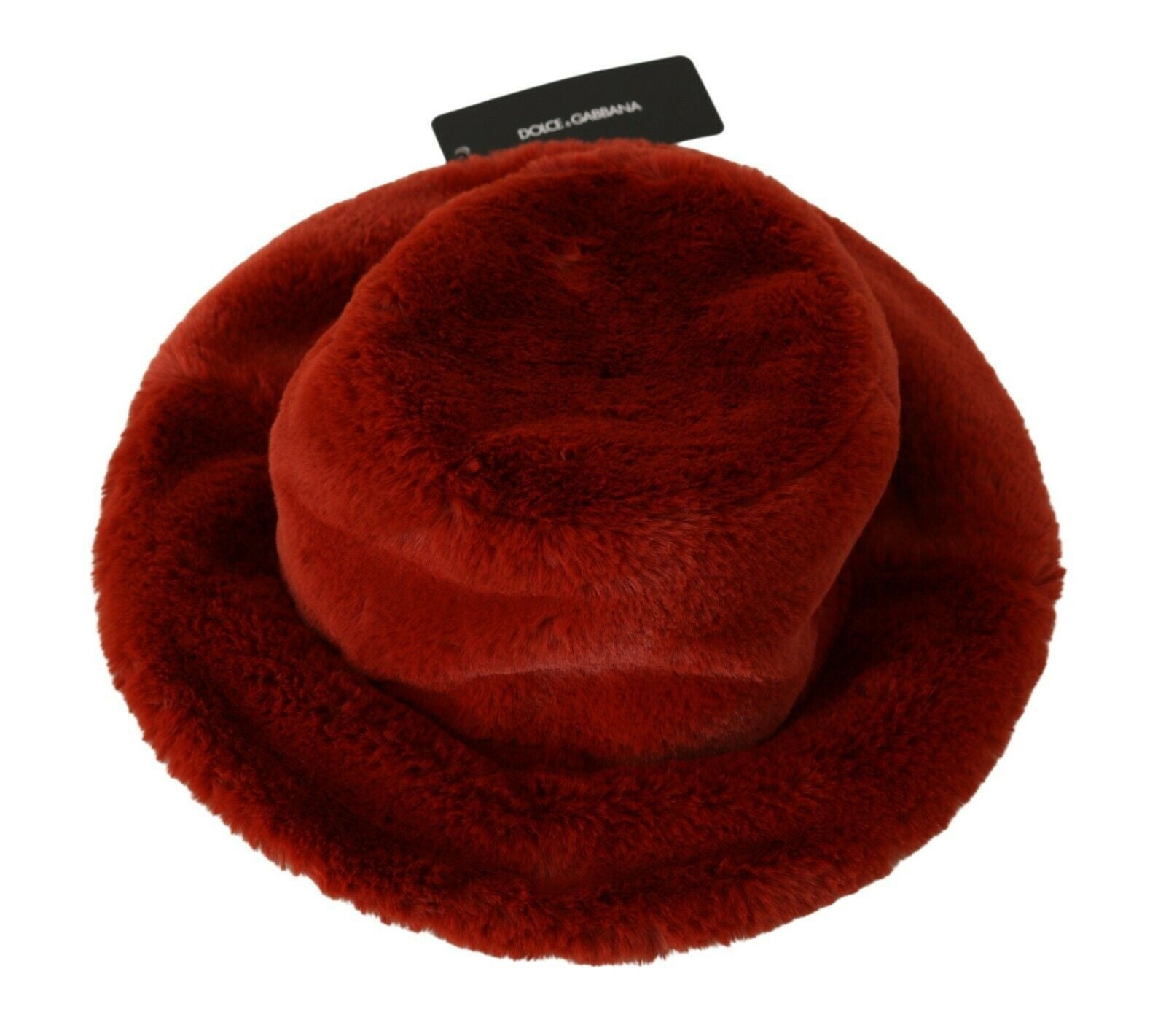 Dolce & Gabbana Red Bordeaux Fur Wide Brim Bucket  Hat | Regal Royce