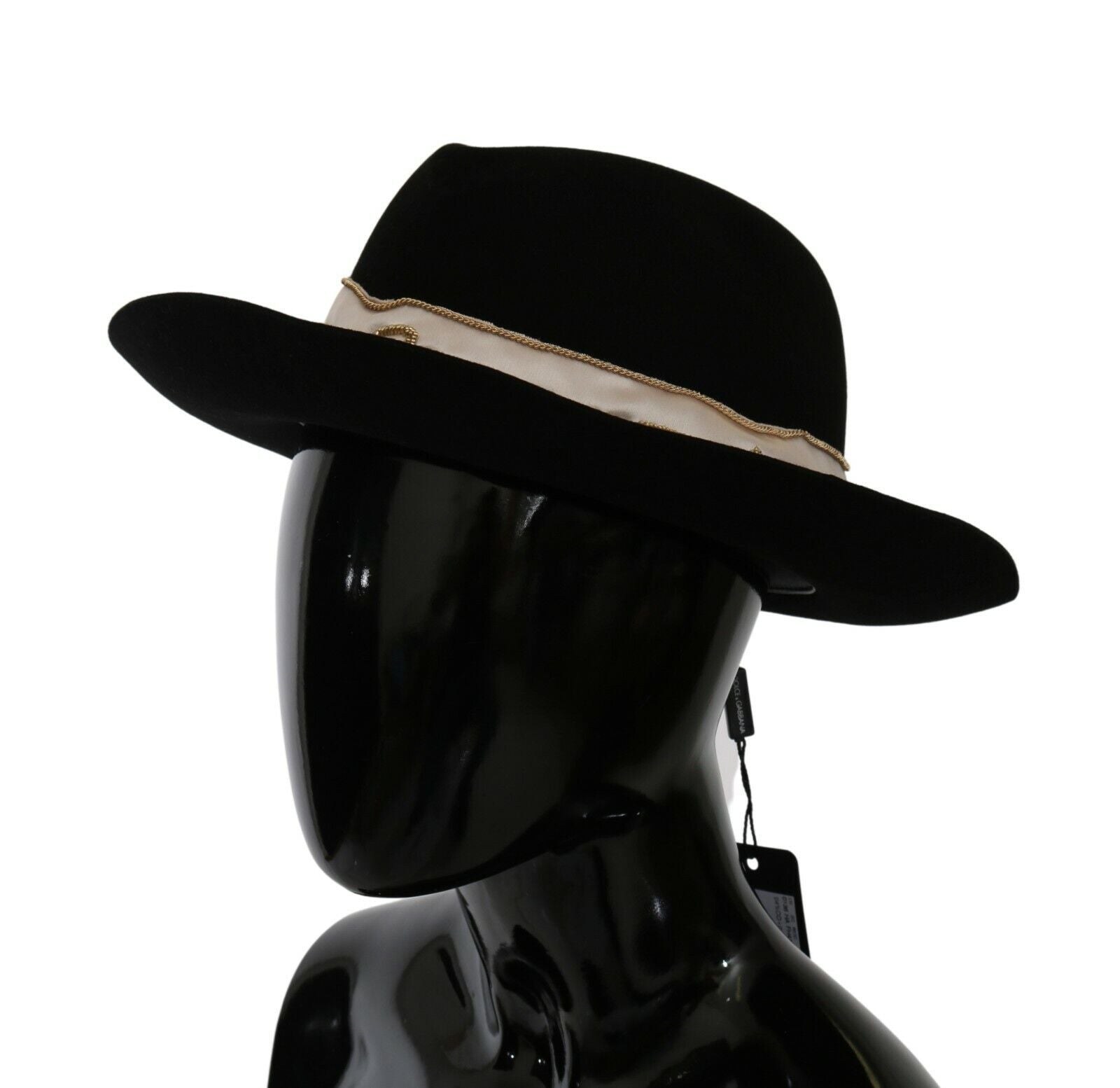 Dolce & Gabbana Black Lapin Amor Gignit Wide Brim Panama Hat | Regal Royce