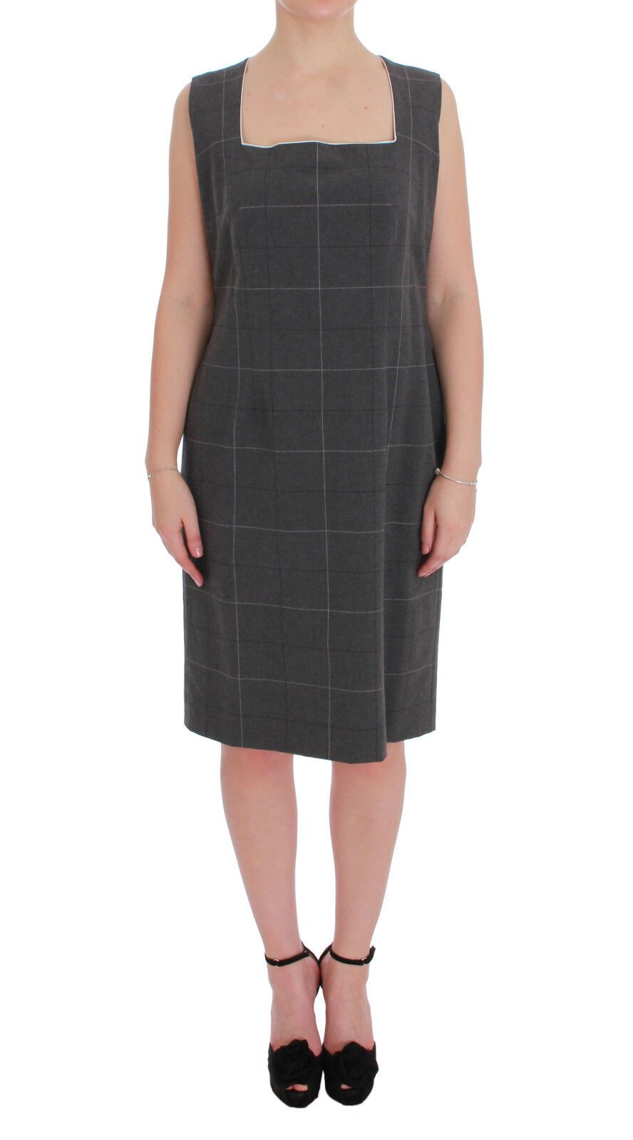 BENCIVENGA Gray Checkered Cotton Blazer Dress Set Suit | Regal Royce