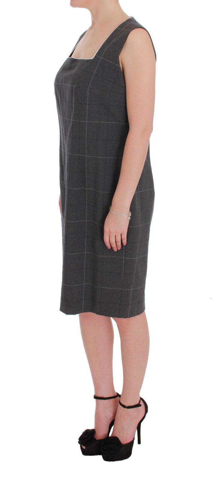 BENCIVENGA Gray Checkered Cotton Blazer Dress Set Suit | Regal Royce
