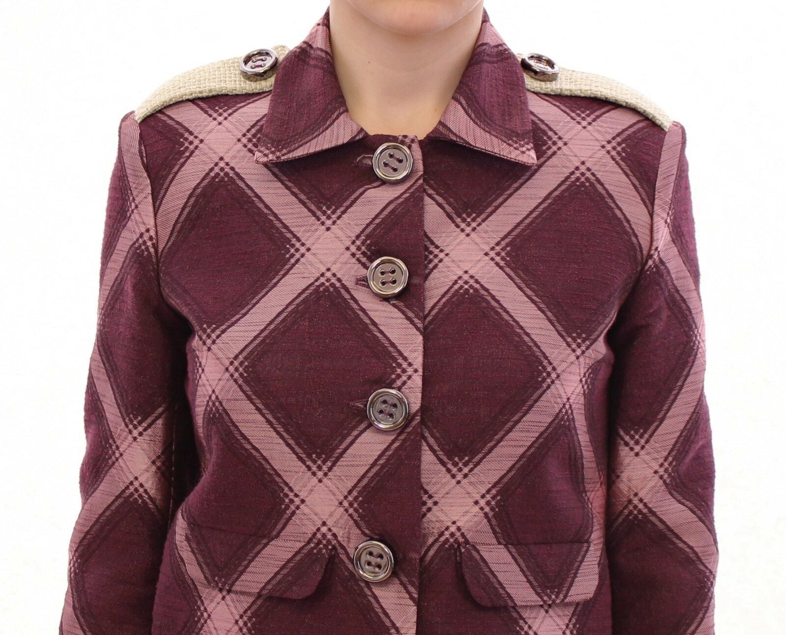 House of Holland Check Trench Coat Blazer Purple Jacket | Regal Royce