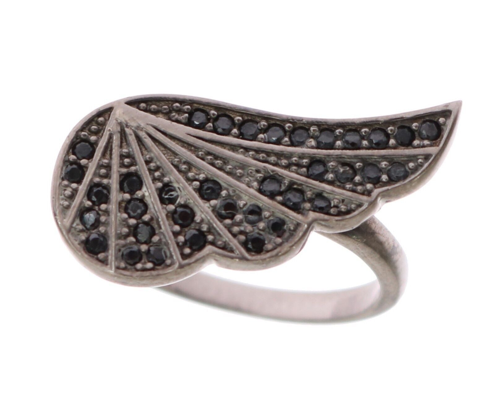 Nialaya Silver Womens Black CZ Rhodium 925 Ring | Regal Royce