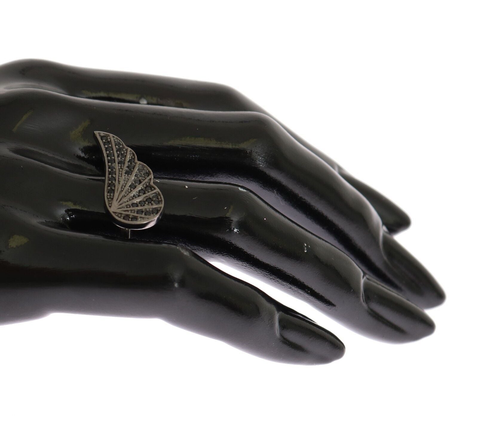 Nialaya Silver Womens Black CZ Rhodium 925 Ring | Regal Royce