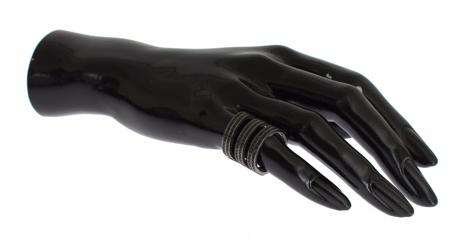 Nialaya Black CZ Rhodium 925 Silver Ring | Regal Royce