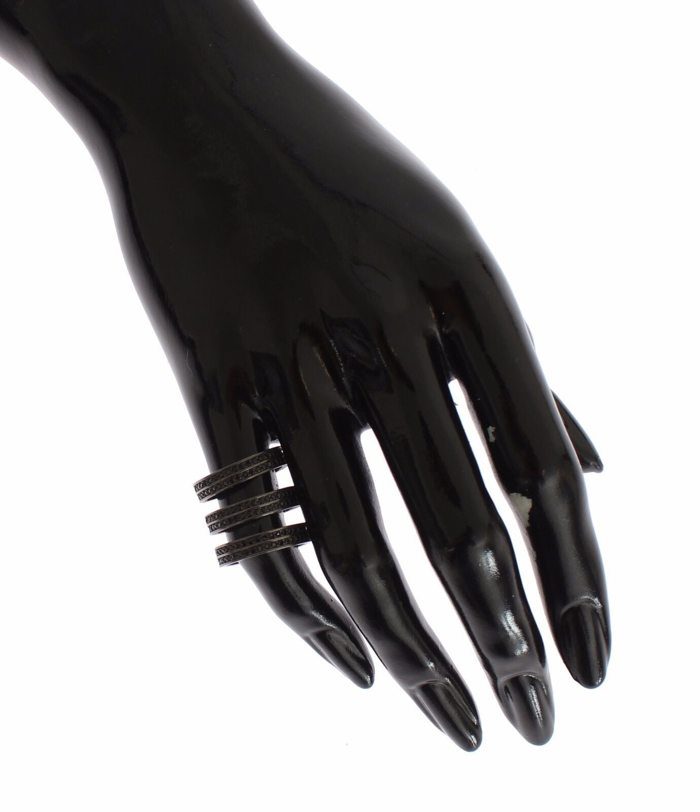 Nialaya Black CZ Rhodium 925 Silver Ring | Regal Royce