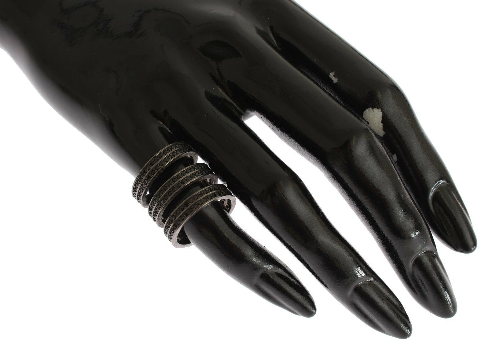 Nialaya Black CZ Rhodium 925 Silver Ring | Regal Royce