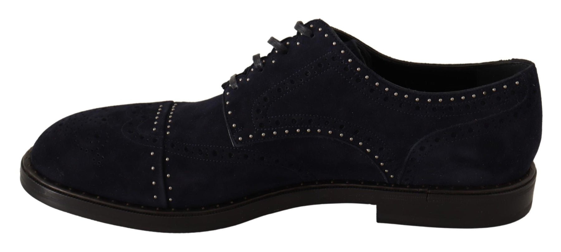 Dolce & Gabbana Blue Suede Leather Derby Studded Shoes | Regal Royce