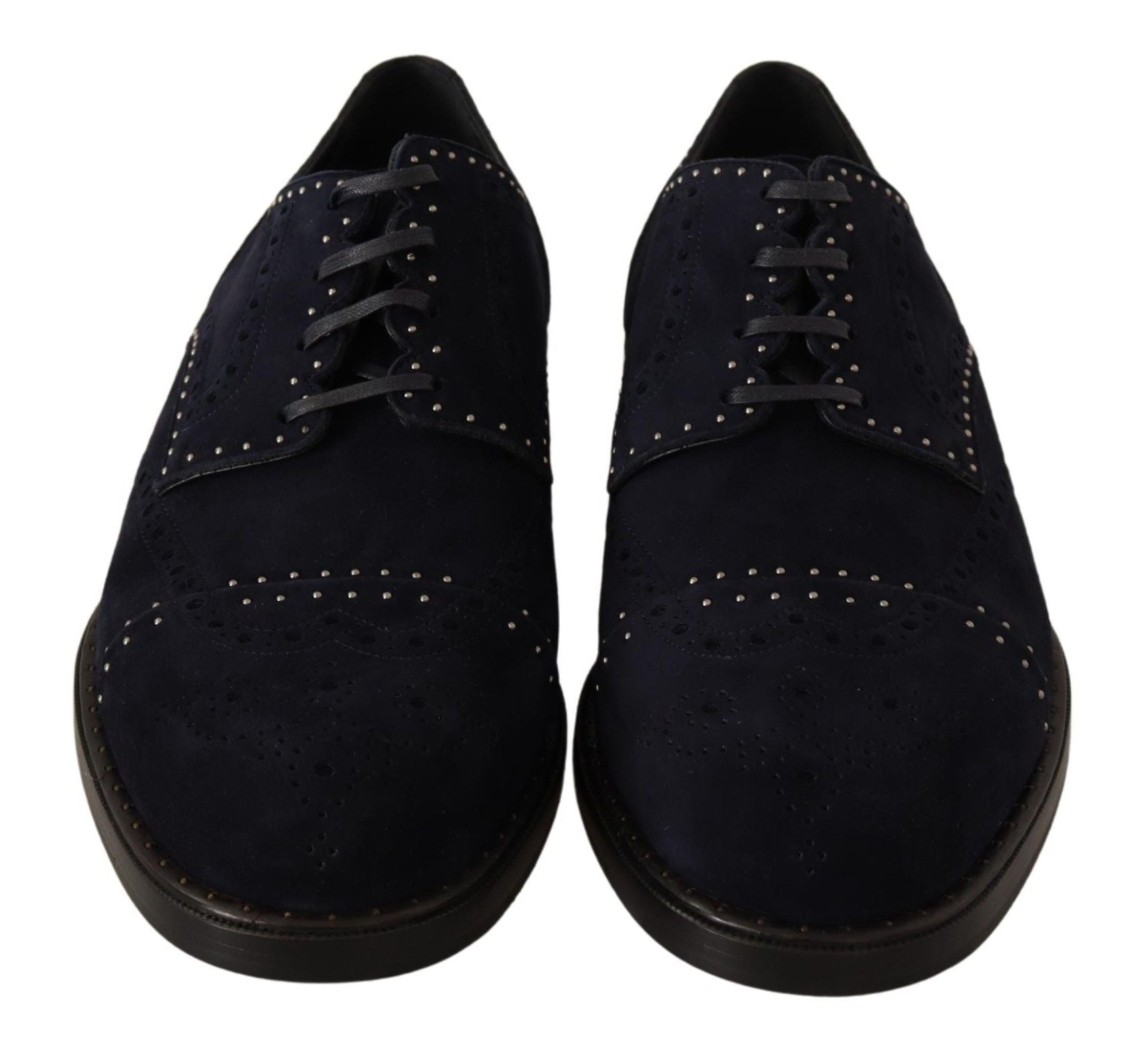 Dolce & Gabbana Blue Suede Leather Derby Studded Shoes | Regal Royce