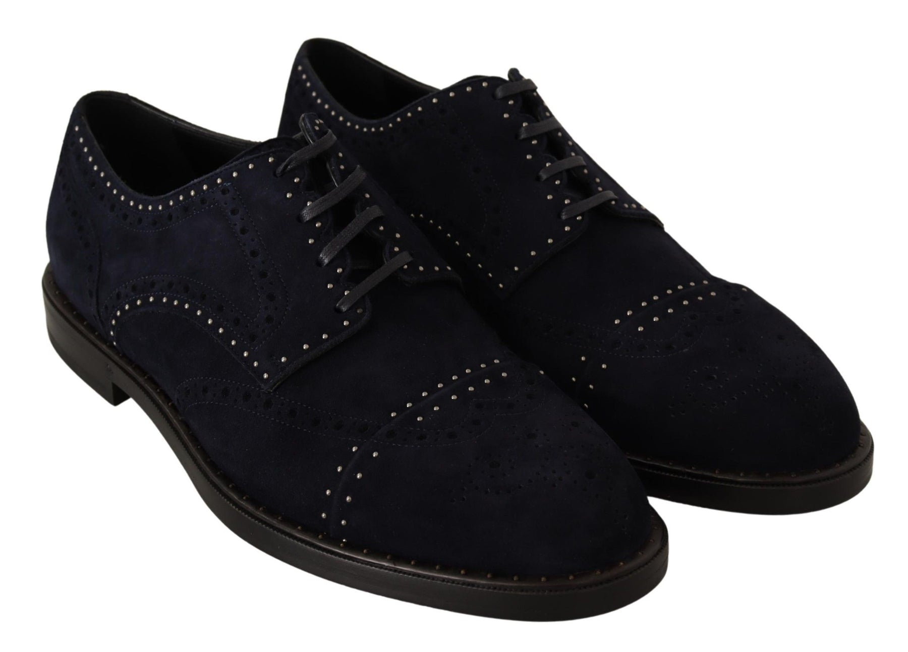 Dolce & Gabbana Blue Suede Leather Derby Studded Shoes | Regal Royce