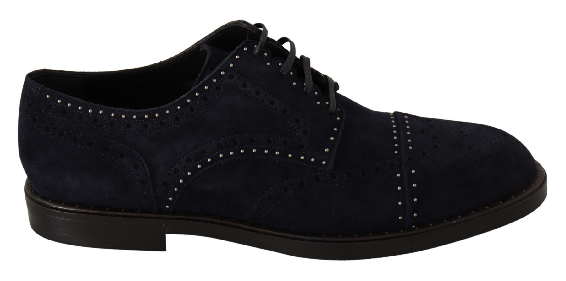 Dolce & Gabbana Blue Suede Leather Derby Studded Shoes | Regal Royce