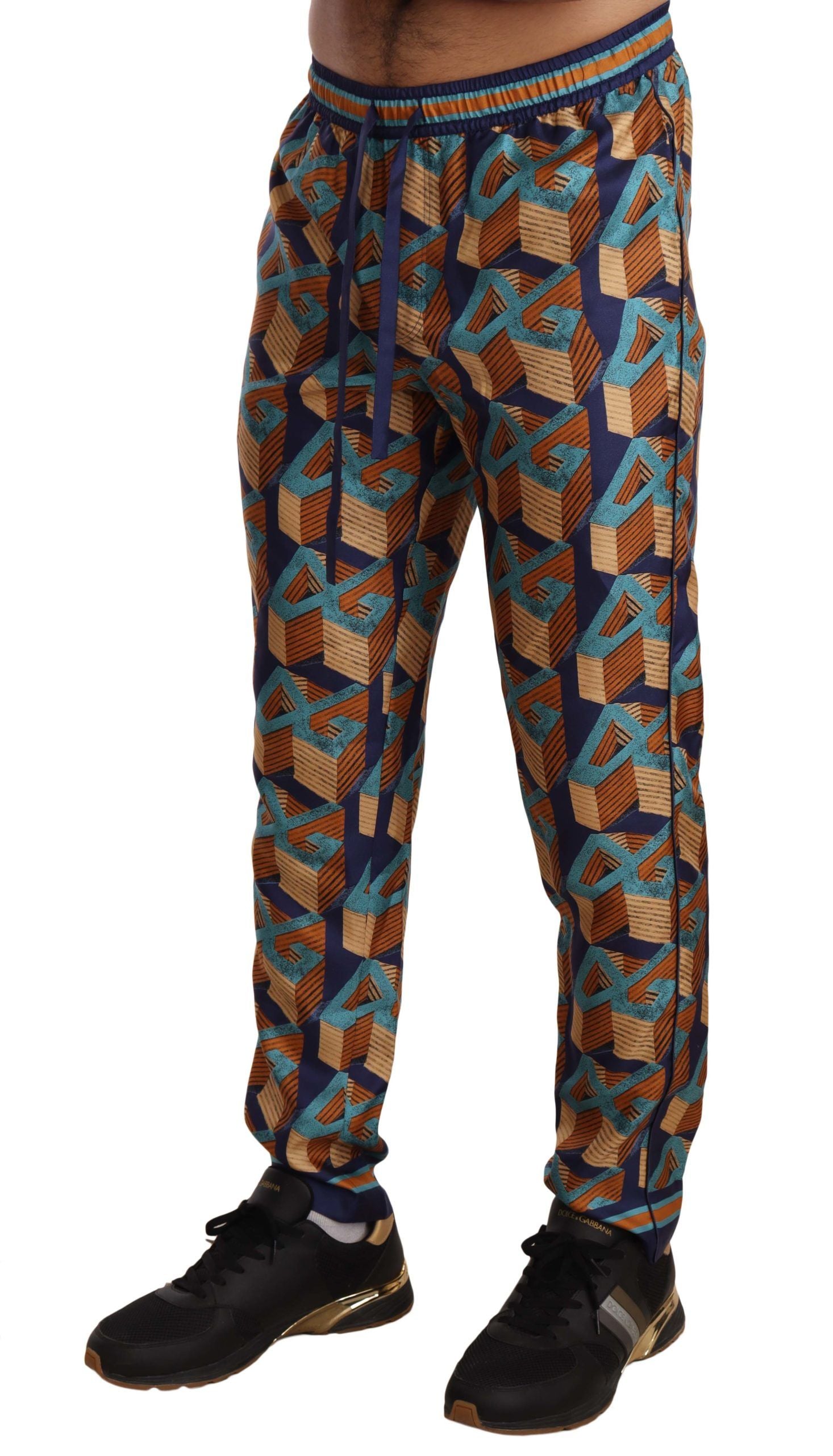 Dolce & Gabbana Multicolor Patterned Joggers Silk Pants | Regal Royce