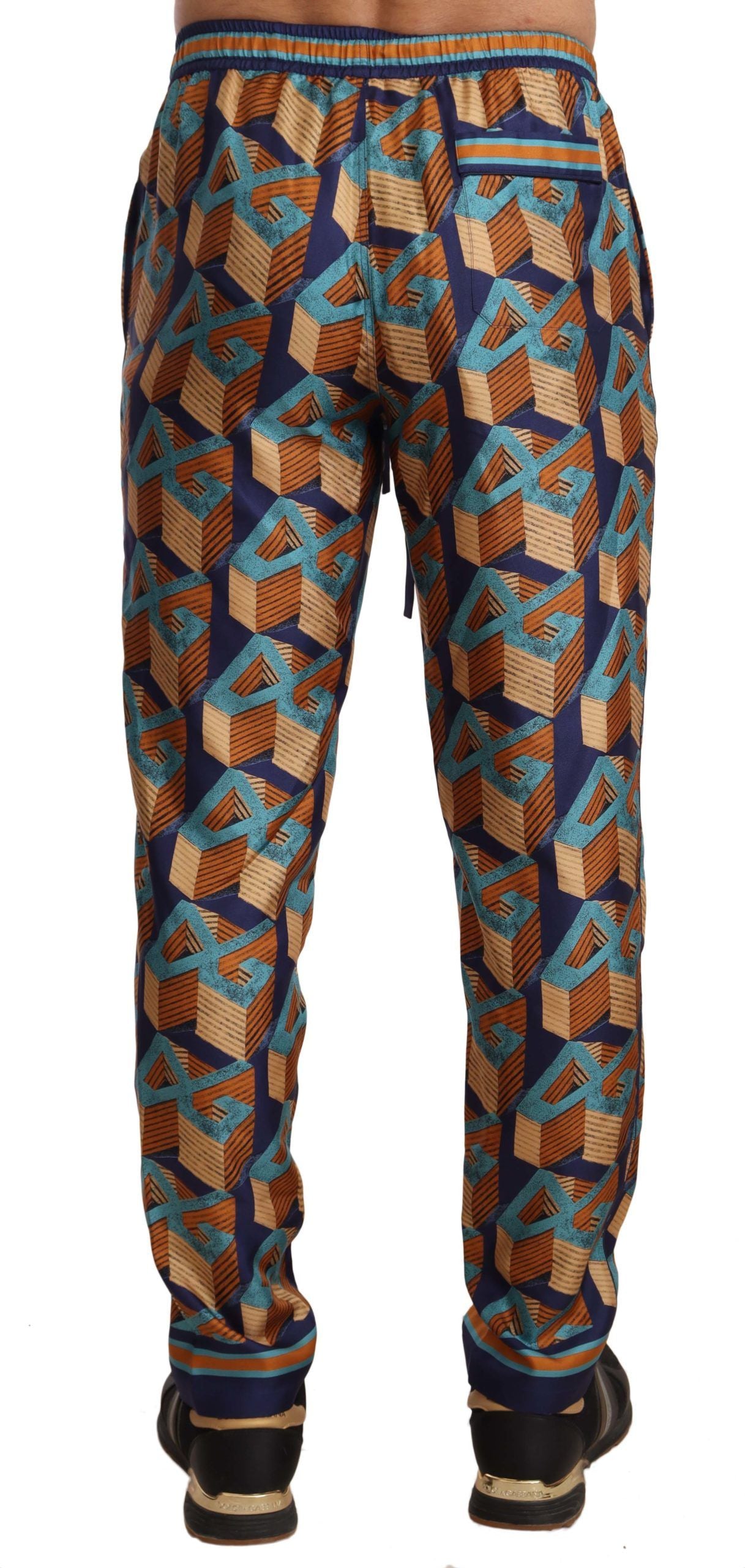 Dolce & Gabbana Multicolor Patterned Joggers Silk Pants | Regal Royce