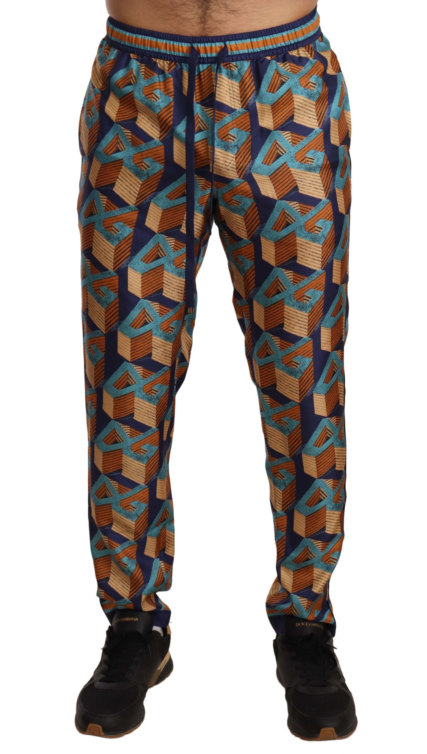 Dolce & Gabbana Multicolor Patterned Joggers Silk Pants | Regal Royce
