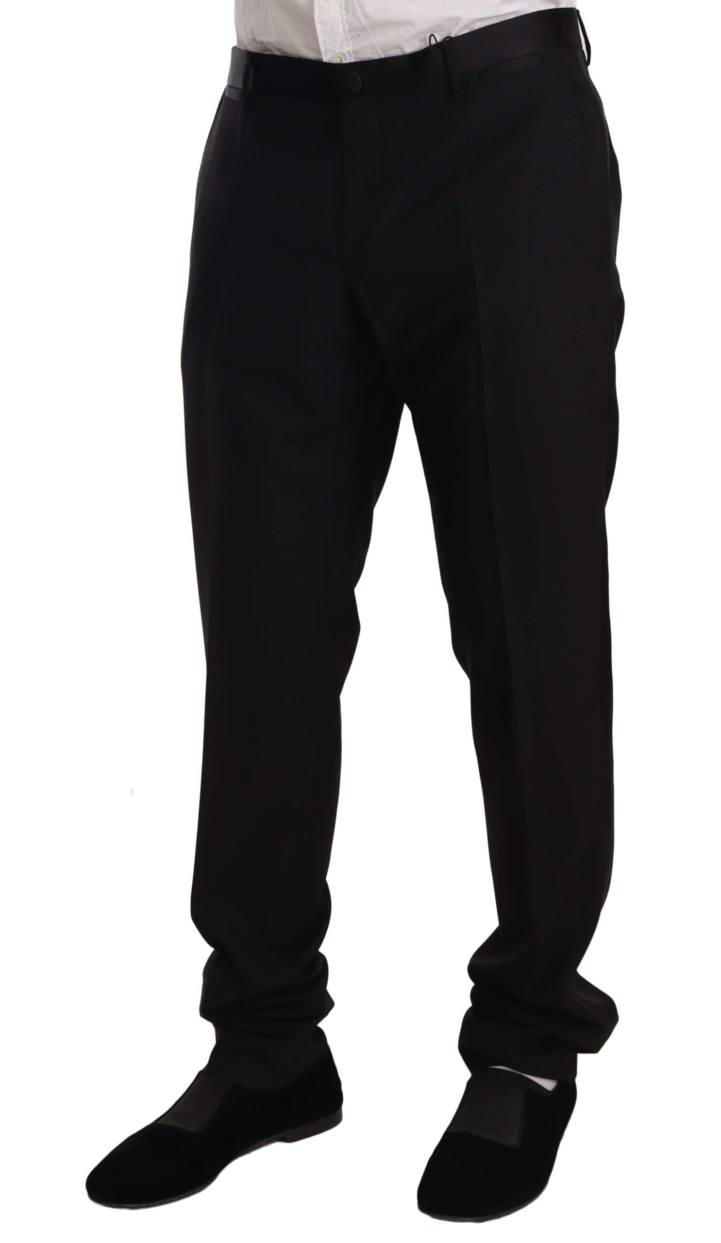 Dolce & Gabbana Black Wool Formal Tuxedo Trouser Pants | Regal Royce