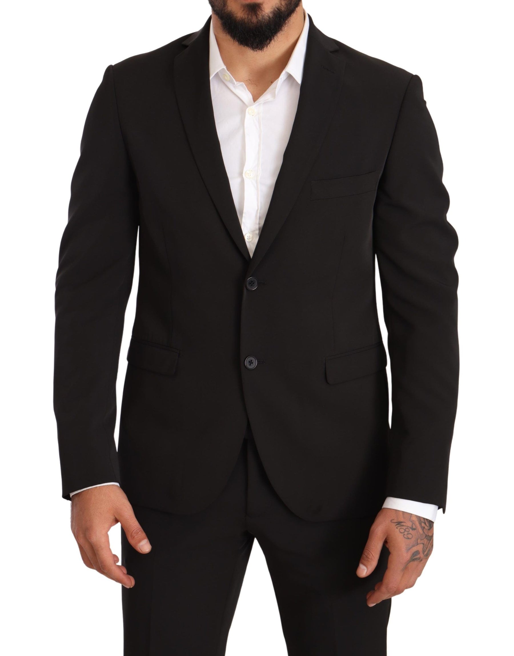 Domenico Tagliente Black Polyester Slim 2 Piece Set TAGLIENTE Suit | Regal Royce