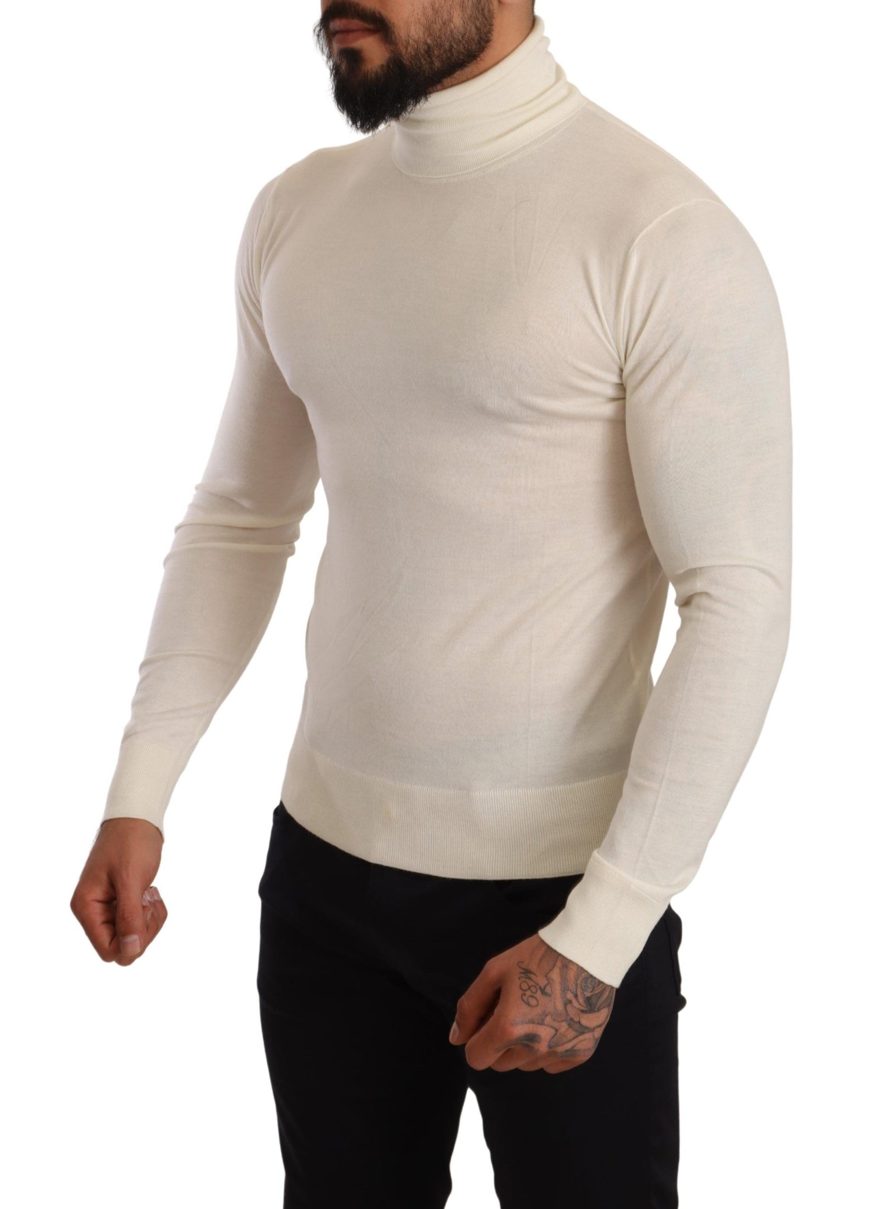 Dolce & Gabbana Cream Cashmere Turtleneck Pullover Sweater | Regal Royce